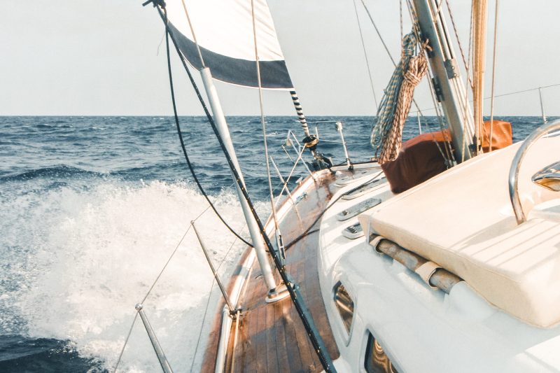 A motorboat steering on the sea at daytime